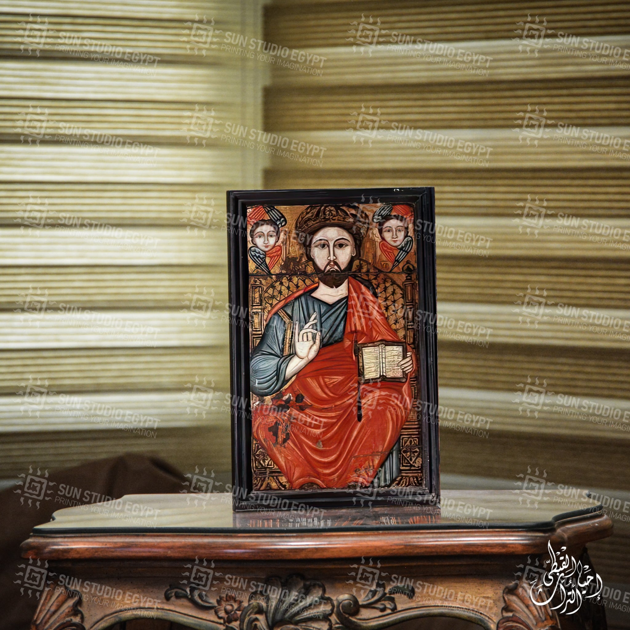Jesus Sitting On The Throne Coptic Icon Replica
