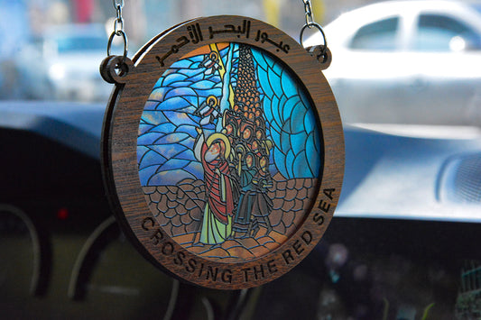 Crossing The Red Sea - Embossed Circular Glass