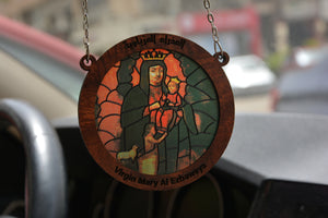Virgin Mary El- Ezbaweya - Embossed Circular Glass