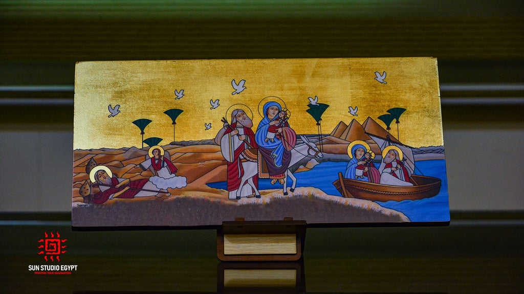 Holy Familys Flight To Egypt 40X20 Cm New Coptic Gold
