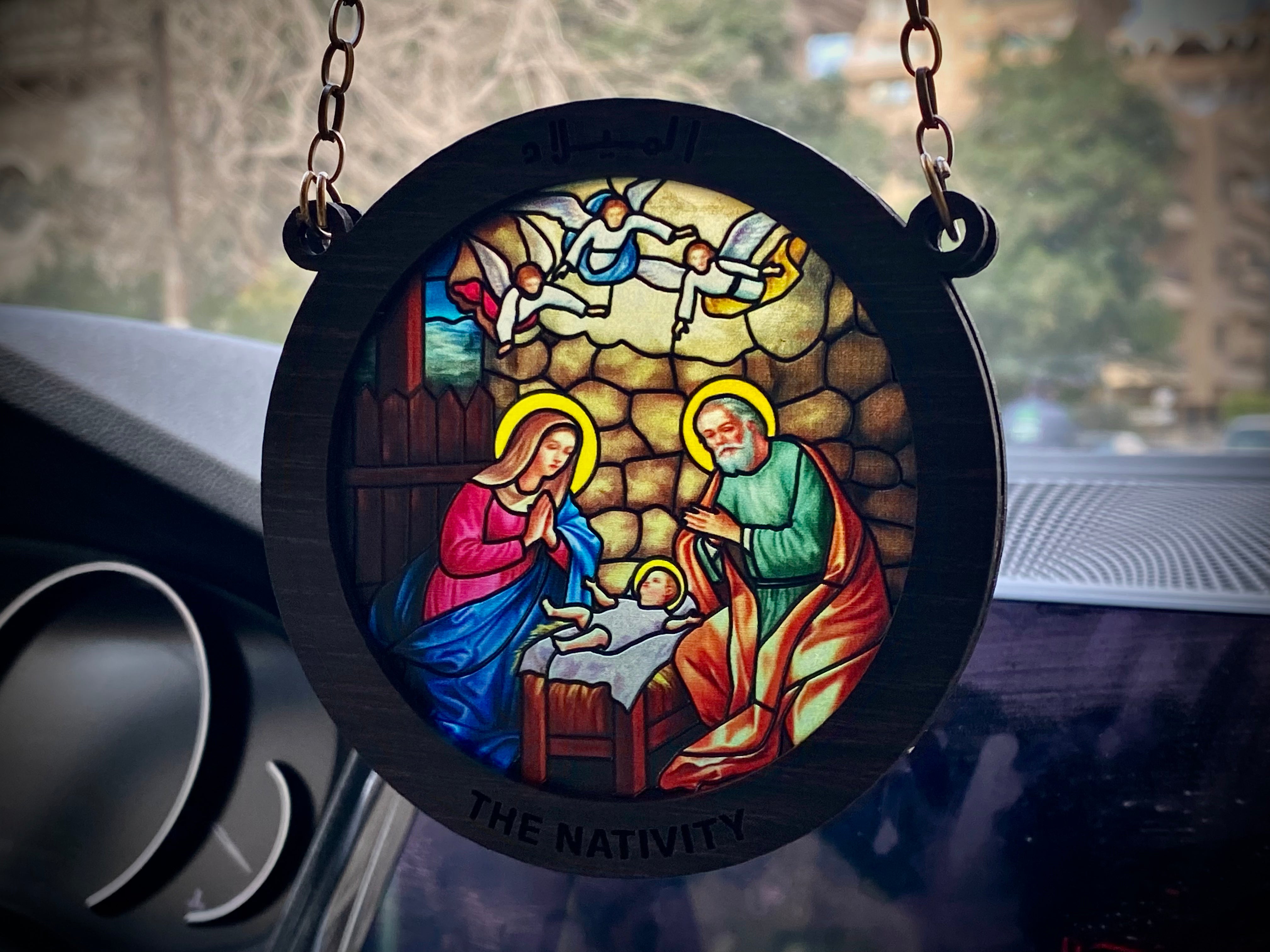 The Nativity 3 - Embossed Circular Glass